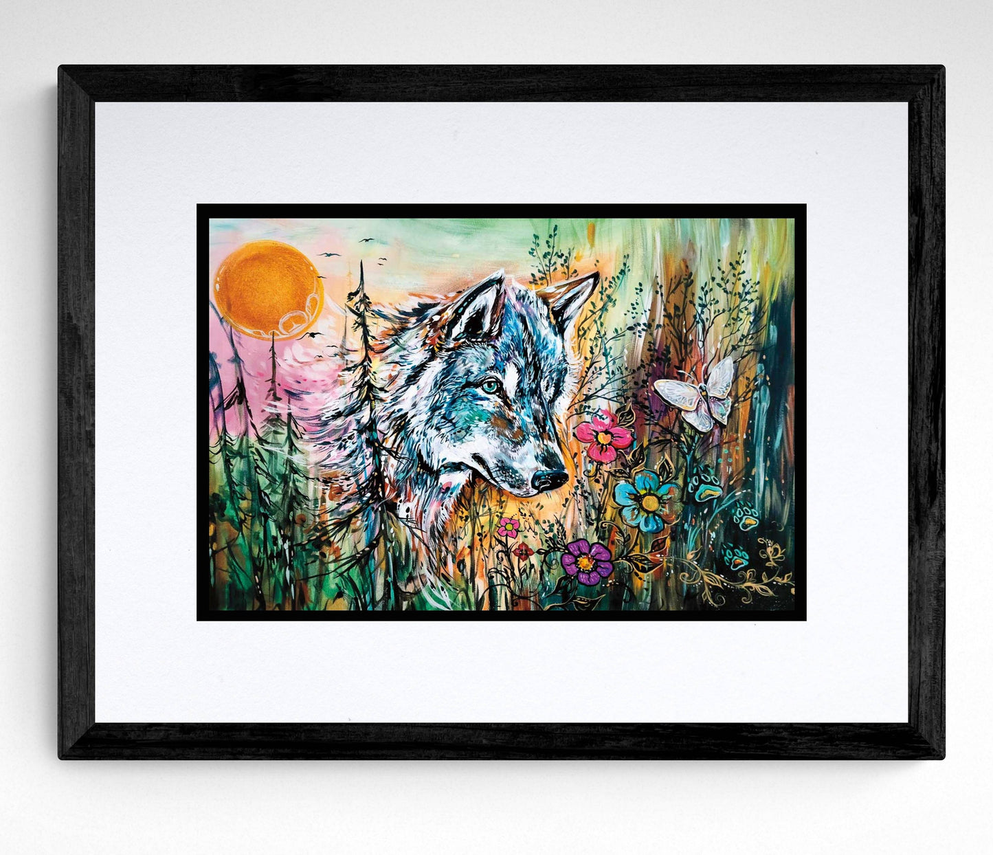 Wolf Path By Carla Joseph, Indigenous Art Print, First Nations, Native Americans, Cree, Métis, Framed Art