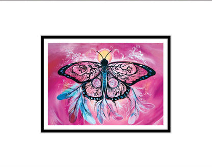 Butterfly Dreamcatcher By Carla Joseph, Indigenous Art Print, First Nations, Native Americans, Cree, Métis, Framed Art