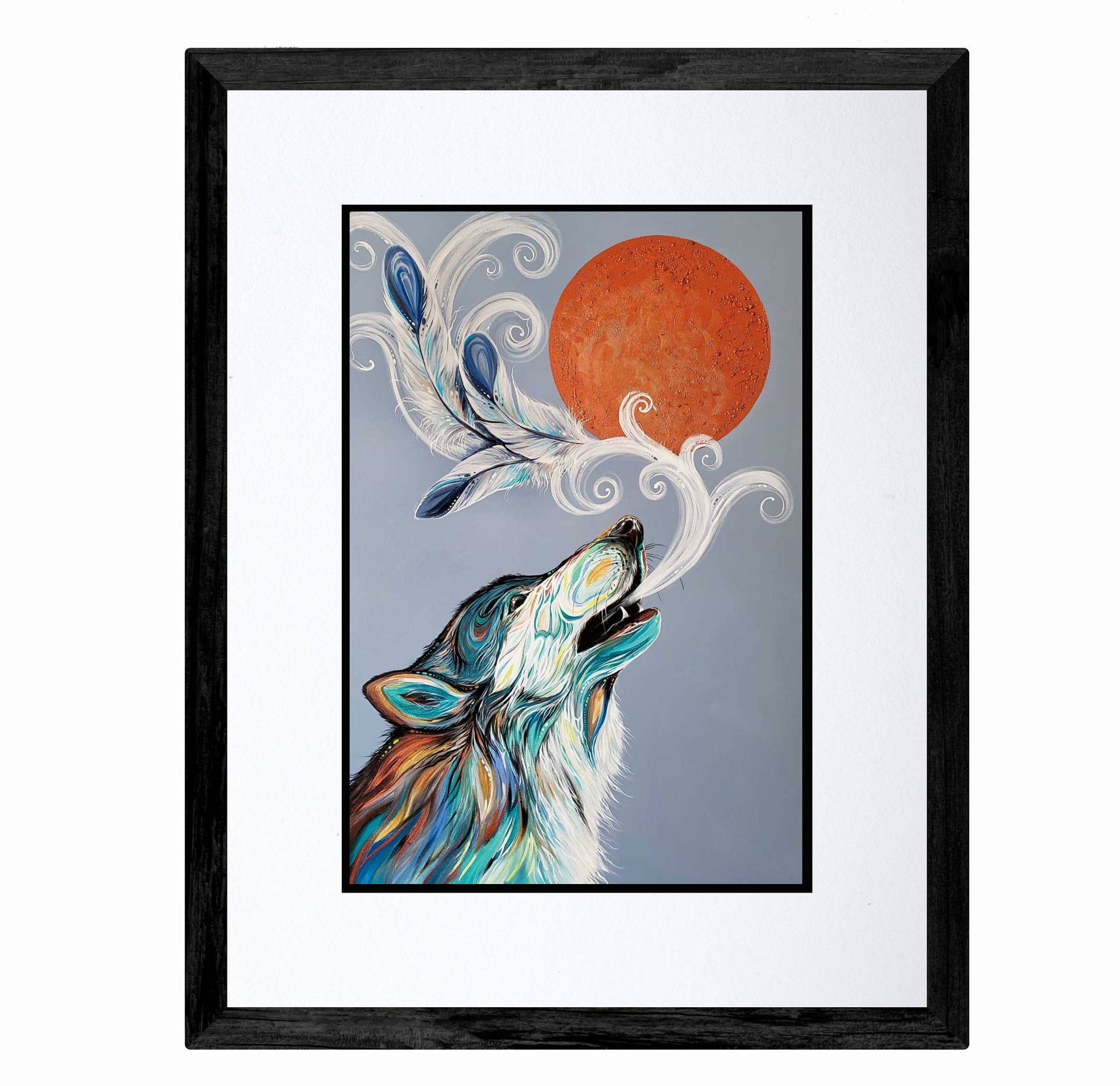 Cree Wolf Call By Carla Joseph, Indigenous Art Print, First Nations, Native Americans, Framed Art